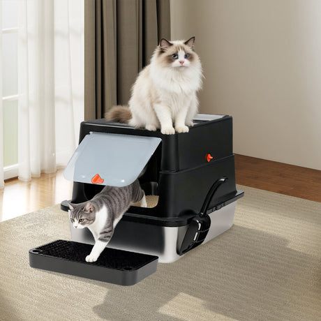 Pawz Stainless Steel Large Enclosed Cat Litter Box-2011971128926539783