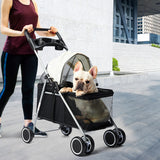 PaWz Large Pet Stroller Dog Cat Carrier Black - Close-Up Angle