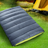 Mountview Double Sleeping Bag Bags Outdoor Grey - Close-Up Angle