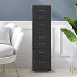 Levede 8 Drawer Office Cabinet Drawers Black - Rear View