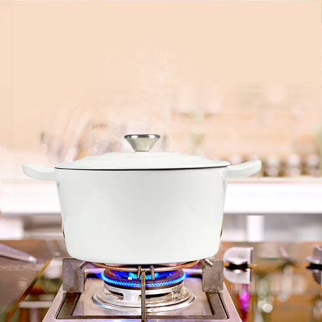 TOQUE 4L Enamel Dutch Oven Pot in White Colour-2018816786526507015