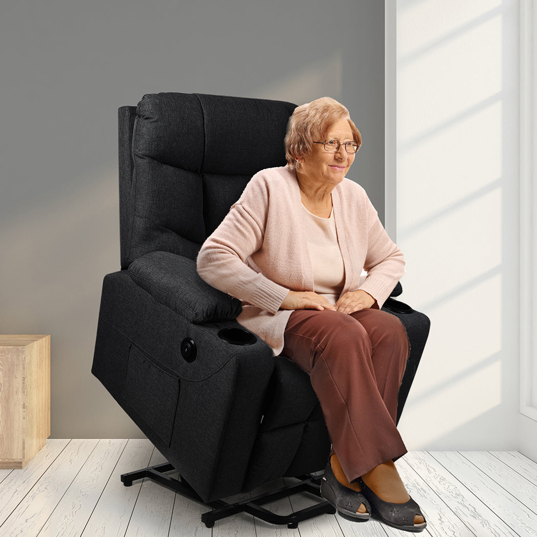 Levede Recliner Chair Electric Lift Black-2006733116848345095