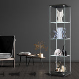 Stacked Display Storage Cabinet Glass Black-2006733282951172103