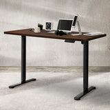 Levede Motorised Standing Desk Adjustable 140cm Walnut 1000x 1MM - Close-Up Angle