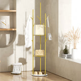 Levede Coat Rack Clothes Stand 8 Hook Organizer Gold-2018816841975205895