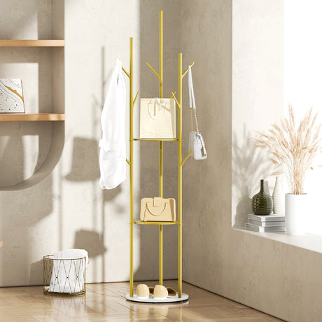 Levede Coat Rack Clothes Stand 8 Hook Organizer Gold-2018816841975205895