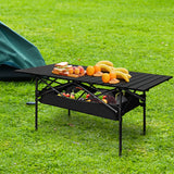 Levede Folding Camping Table Portable Black - Close-Up Angle