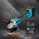 Traderight 21V Cordless Angle Grinder Kit 2 Batteries - Close-Up Angle