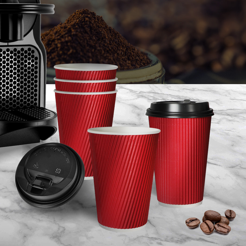 50 Pcs 16oz Disposable Takeaway Coffee Red-2018816632499081223