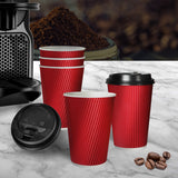 50 Pcs 16oz Disposable Takeaway Coffee Red - Close-Up Angle