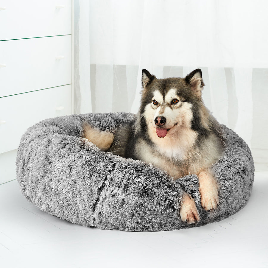 PaWz Pet Bed Cat Dog Donut Nest Calming M Charcoal Medium-2018816744063373319