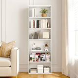 Levede 6 Tier Book Shelf Adjustable Shelves White - Close-Up Angle