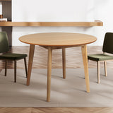 Levede Dining Table Round Rubberwood Base 100cm Natural 100 CM - Close-Up Angle