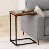 Levede C-shaped End Table Side Sofa Coffee Wood Overbed Laptop Table Industrial - Close-Up Angle