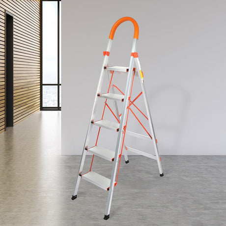 Traderight 5 Step Ladder Folding Aluminium-1954802743285780487