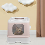 PaWz Cat Litter Box Fully Enclosed Kitty Coffee - Close-Up Angle