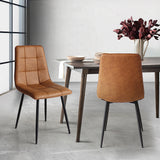 Levede 4x Dining Chairs Kitchen Chair Brown Faux Leather - Close-Up Angle