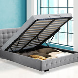 Levede Queen Bed Frame Fabric Tufted Grey - Close-Up Angle