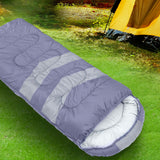 Mountview Single Sleeping Bag Bags Outdoor Grey - Close-Up Angle