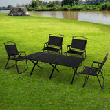 Levede Folding Camping Table Chair Set Black - Close-Up Angle