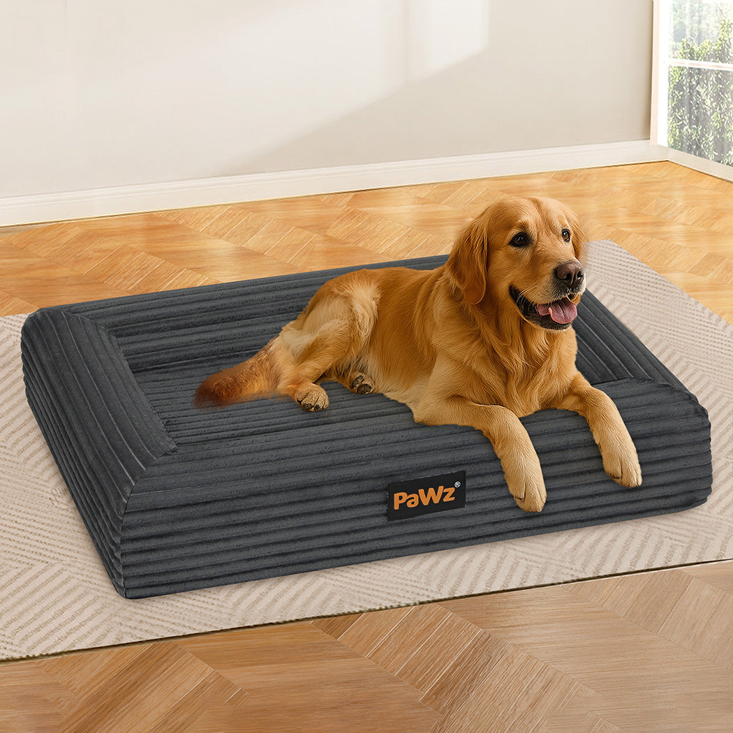Pawz XXL Size Orthopedic Dog Bed with Corduroy Removable Cover Waterproof Washable Grey-2006732715193405447