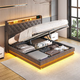 Levede Double Bed Frame Gas Lift LED Light - Close-Up Angle