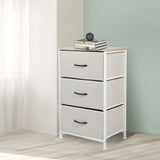 Levede Chest of 3 Drawers Bedside Table Beige - Rear View
