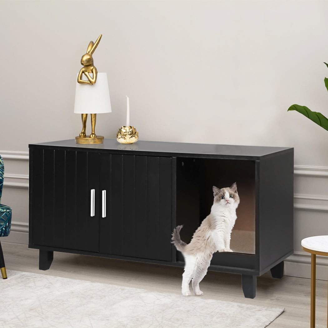 PaWz Enclosed Cat Litter Cabinet Box Black-2018816835016855559