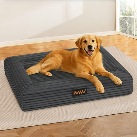 Pawz XL Size Orthopedic Dog Bed with Corduroy Removable Cover Waterproof Washable Grey-2006732714845278215