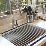 TOQUE Stainless Steel Dish Drying Rack - Close-Up Angle