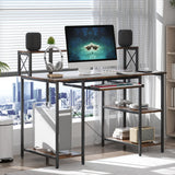 Levede Office Gaming Computer Desk Brown - Close-Up Angle