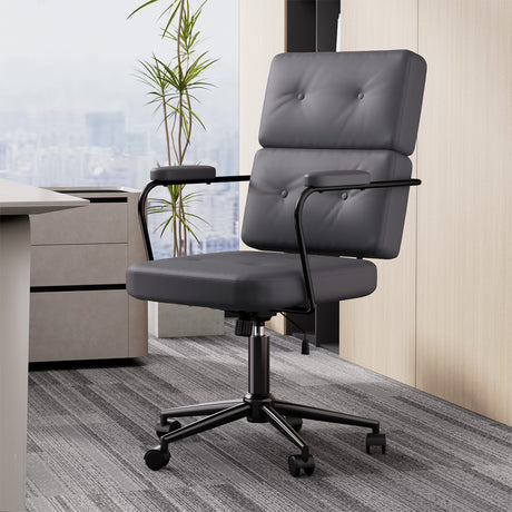 LEVEDE Ergonomic Office Chair Computer PU Grey-2018816851219451911