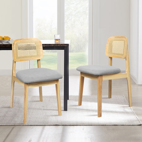 Levede 2x Dining Chair Wood Rattan Armless Natural-1954802459243319303