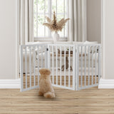 Wooden Pet Gate Dog Fence Retractable White 2000x 3MM - Close-Up Angle