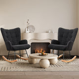 Levede Fleece Rocking Chair - Close-Up Angle