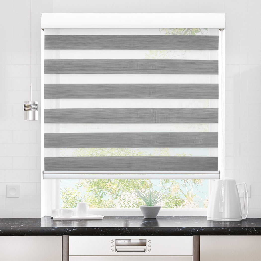 Marlow Blackout Zebra Roller Blind Curtains 120x210 Grey-2018816756147163143