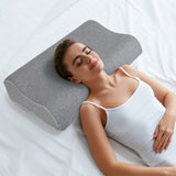 Dreamz Memory Foam Pillow Pillowcase Supprt Grey Rebound - Close-Up Angle