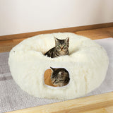 Pawz Cat Tunnel Foldable Fluffy Plush Play Tube Beige - Rear View