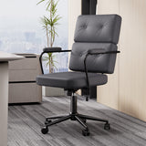 LEVEDE Ergonomic Office Chair Computer PU Grey - Close-Up Angle