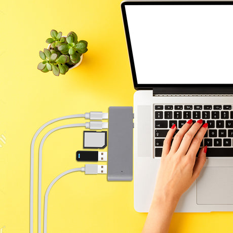 USB 3.0 Type-C HUB 6 Port Powered Adapter Grey-1954802839679275015