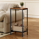 Levede Industrial Side Table 2-Tier Shelf End Table - Close-Up Angle