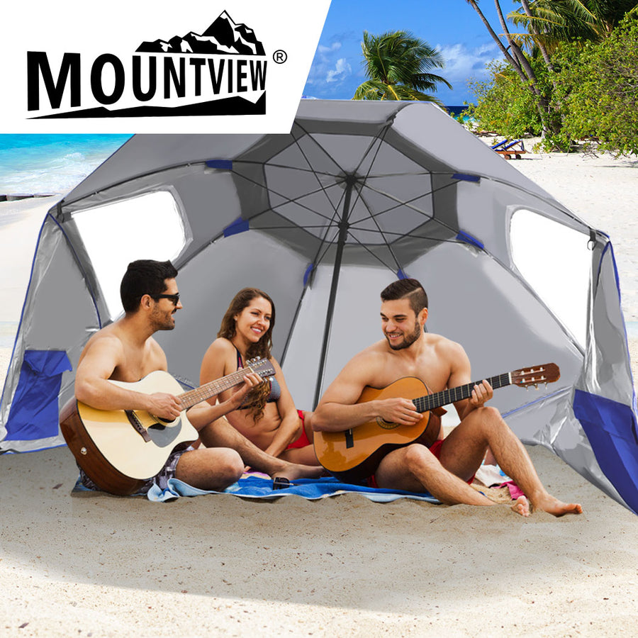 Mountview Beach Umbrella Outdoor Umbrellas Blue 2.13M-2018816743174180871