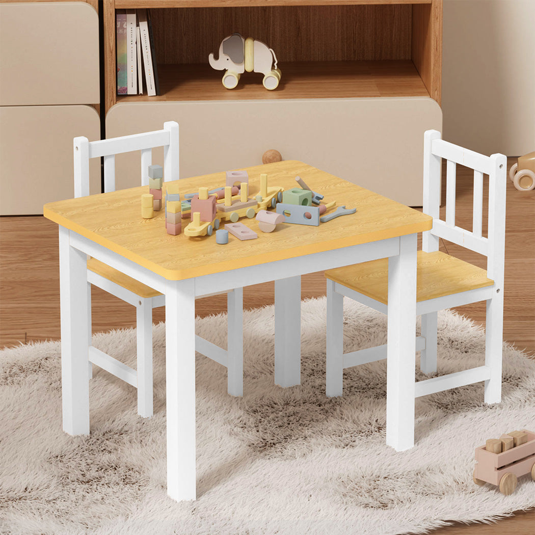Bopeep Kids Table and Chairs Set Wooden 3PCS Study Play-1954802474082766855