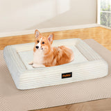 Pawz L Size Orthopedic Dog Bed with Corduroy Removable Cover Waterproof Washable Beige - Close-Up Angle