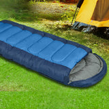 Mountview Sleeping Bag Outdoor Camping Blue - Close-Up Angle
