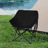 Levede Folding Camping Moon Chair Lightweight Black - Close-Up Angle
