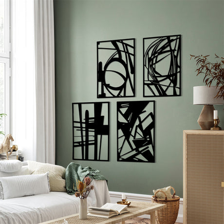 Yezi Metal Wall Art 4Pcs Abstract Minimalist Line Decor-2018816725868482567