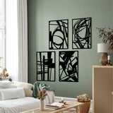 Yezi Metal Wall Art 4Pcs Abstract Minimalist Line Decor - Close-Up Angle