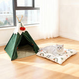 Pawz Pet Tent Dog Cat Tent Bed Washable Indoor Green-2011971126892302343