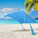 Beach Tent Camping Canopy 2-4 Person Family Sun Shade Shelter 210x210cm Blue - Close-Up Angle